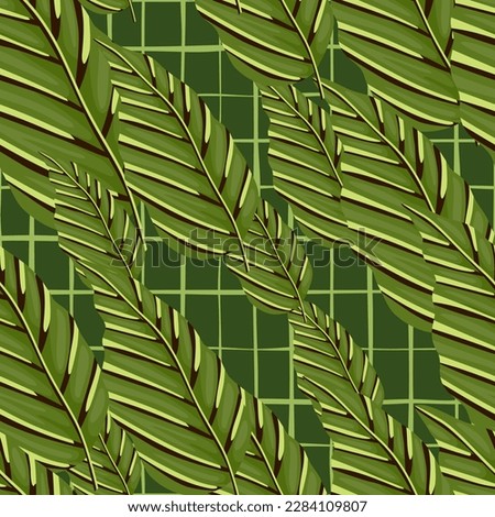 Decorative tropical palm leaves seamless pattern. Jungle leaf wallpaper. Exotic botanical texture. Vector floral background. Design for fabric, textile print, wrapping, cover.