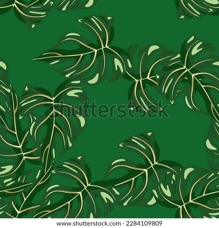Decorative tropical palm leaves seamless pattern. Jungle leaf seamless wallpaper. Exotic botanical texture. Floral background. Design for fabric, textile print, wrapping, cover. Vector illustration