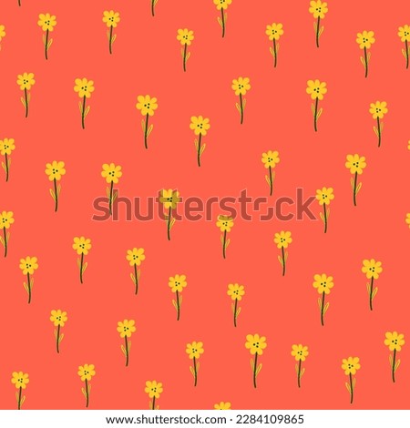 Little flower seamless pattern in naive art style. Decorative floral ornament wallpaper. Simple design for fabric, textile print, wrapping, cover. Vector illustration
