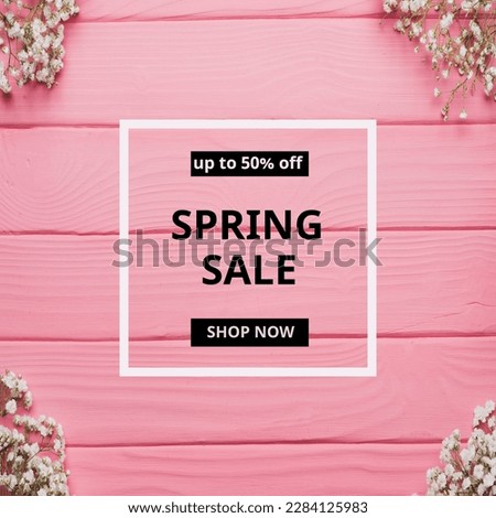 Spring special offer banner background with spring season sale text and white flowers. Can be used for web banners, wallpaper, flyers, voucher discount.