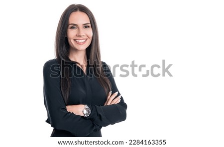 happy woman ceo isolated on white background. caucasian woman ceo in studio. Royalty-Free Stock Photo #2284163355