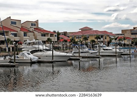 Boats anchored at Port Royal in Pensacola, Florida