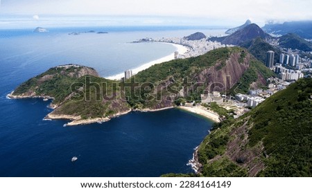 Aerial panoramic view of Rio de Janeiro city - landscape panorama of Brazil from above - South America