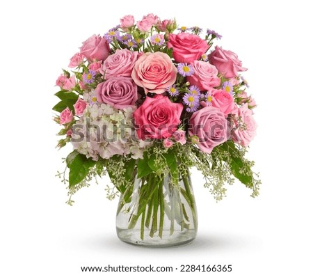 flowers, bouquet, roses, daisies, tulips, vase, gift, aesthetics Royalty-Free Stock Photo #2284166365