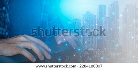 Digital transformation network for next technology era. global structure networking and data exchanges customer connection. Royalty-Free Stock Photo #2284180007
