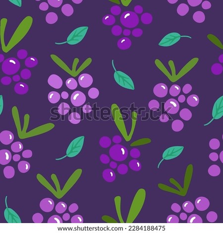Hand drawn seamless pattern with blackberry and leaves. Cute and modern vector background for wallpaper, menu, backdrop Royalty-Free Stock Photo #2284188475