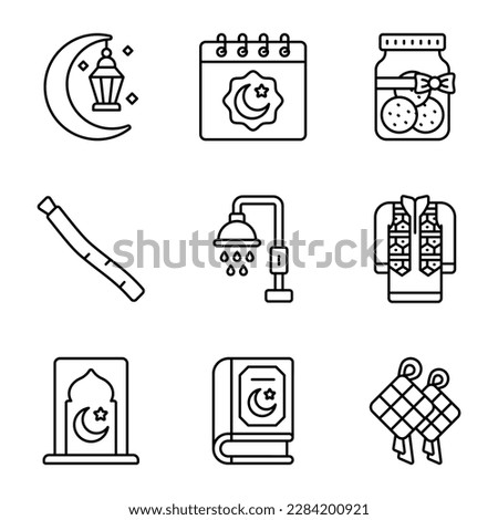 Carefully Crafted Ramadan and Eid al fitr related icons set, Modern style vector