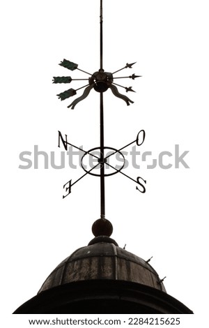 Weather Vane Old French Silhouette Against Empty Sky     