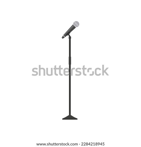 Microphone with stand icon. Vector illustration.