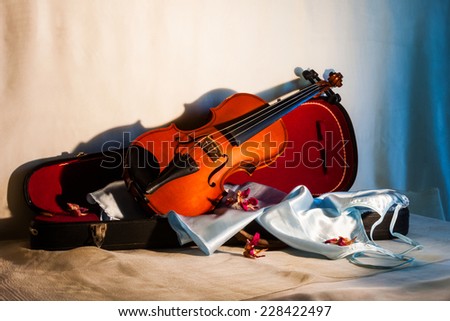 Still life composition with violin
