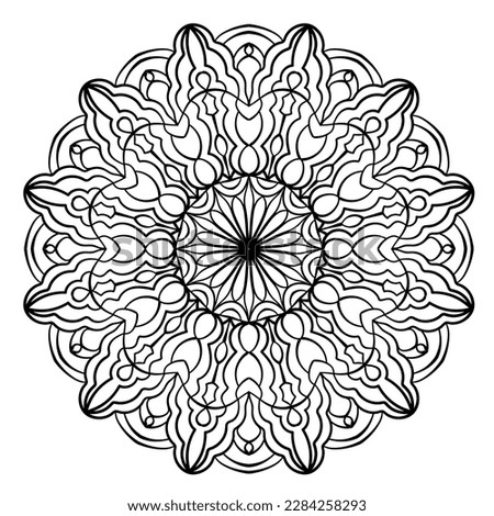 Round mandala pttern. Decorative ornament in circle. Elegant lace background. Coloring book page element.