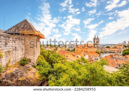 Eger, Hungary, view over medieval Old town from the historical fortress