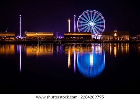 night shot for Lusail Winter Wonderland outdoor amusement park Royalty-Free Stock Photo #2284289795