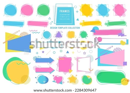 Memphis pattern and frame design set, No text ver.  Open path available. Editable. Illustrations, vectors, arrows, banners, templates. Royalty-Free Stock Photo #2284309647