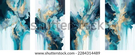 Turquoise Flow Geode Marble Alcohol Ink Abstract vector. Abstract multicolored marble texture background. Royalty-Free Stock Photo #2284314489