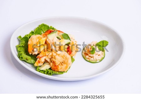 Deep Fried Prawns Salad Dressing Royalty-Free Stock Photo #2284325655