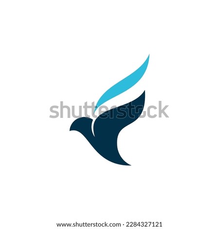 Initial Letter F with Bird Silhouette for Falcon Free Freedom Fly Flying Flight Feathers