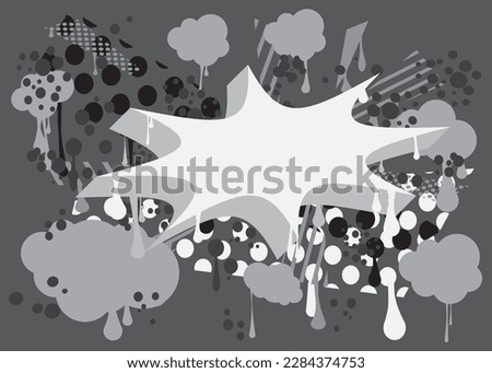 Black and white Speech Bubble Graffiti Background. Urban painting style. Abstract discussion symbol in modern dirty street art decoration.