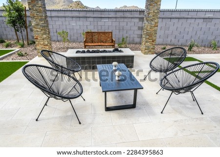 Back Yard Patio With Raised Tile Fire Pit