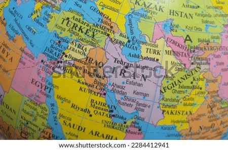 Map of Middle East, Africa, Iran, Saudi, Yemen, Israel, Central Asia