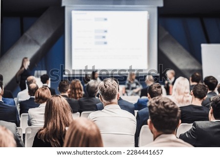 Round table discussion at business convention and Presentation. Audience at the conference hall. Business and entrepreneurship symposium. Royalty-Free Stock Photo #2284441657