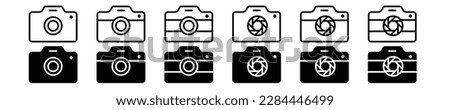 Camera icon set. outlined photo or photograph collection. Camera symbol logo for web or app ui - Stock vector