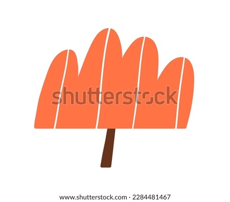 Abstract simple tree. Kids forest fall plant of naive primitive shape, doodle style. Stylized botanical autumn clip-art with. Simplified flat vector illustration isolated on white background