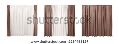 Collage of elegant window curtains isolated on white Royalty-Free Stock Photo #2284488129
