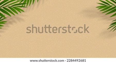 Sand Beach Texture Background with Palm Leaf and Shadow,Vector illustration Flat Lay Top View Tropical Summer beach,Coconut leaves on brown sandy with copy space,Holiday Summer backdrop background Royalty-Free Stock Photo #2284492681