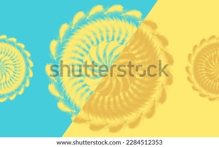 Yellow blue abstract seamless illustration, feather spiral circles