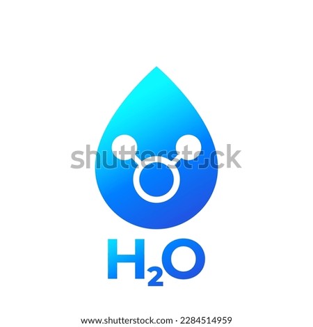 h2o icon with water drop and molecule Royalty-Free Stock Photo #2284514959