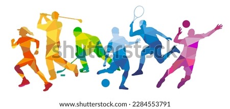 Fitness and sport graphic with athletes in action. Royalty-Free Stock Photo #2284553791