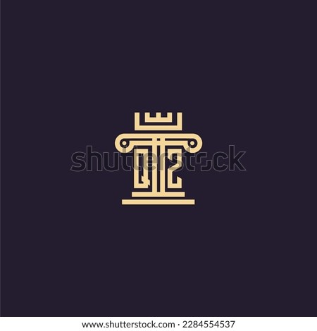 QZ initial monogram logo for lawfirm with pillar  crown image design