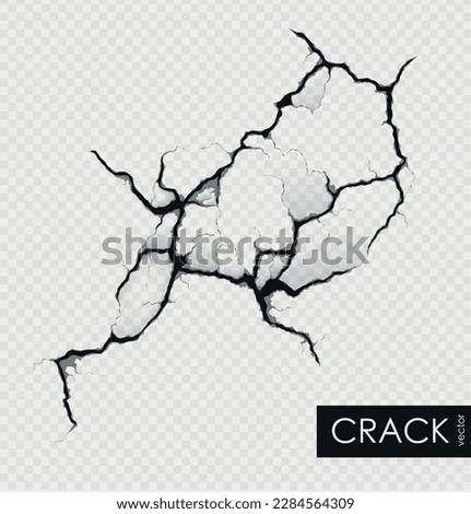crack on the wall with broken pieces. Vector illustration Royalty-Free Stock Photo #2284564309