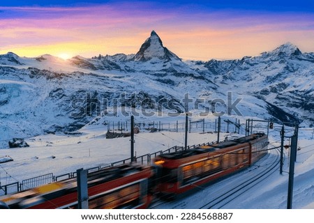 Matterhorn and swiss alps in Zermatt, Switzerland. Matterhorn at sunset. Royalty-Free Stock Photo #2284568887