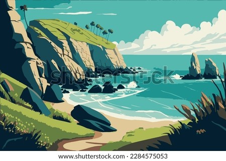 Ocean coast. Sea coast. Eco coast, vector illustration. Royalty-Free Stock Photo #2284575053