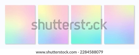 Set of 4 gradient backgrounds with holographic effect. For covers, wallpapers, posters, branding, social media and other projects. Vector, can be used for web and print. Royalty-Free Stock Photo #2284588079