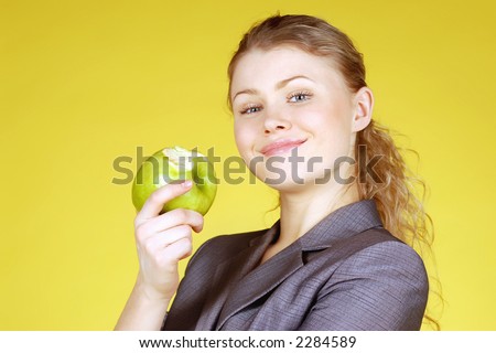 business woman & apple