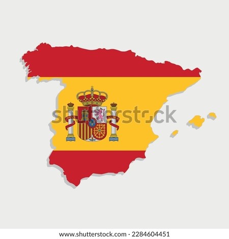 spain map with flag on gray background