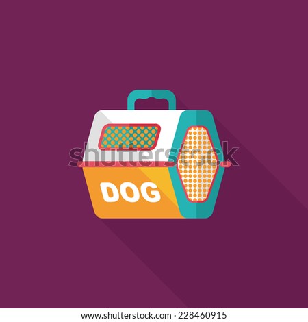 Pet dog travel cage flat icon with long shadow,eps10