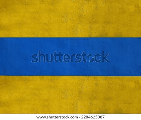 maritime flag to represent the letter D. flag painted on concrete wall, abstract Ukraine politics concept. blue and yellow. Abstract texture backdrop.