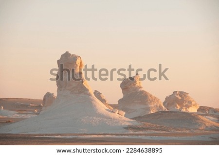 Views of stones, known as well as marshmallows, in the White Desert of Egypt near the oasis of El Bahariya Royalty-Free Stock Photo #2284638895