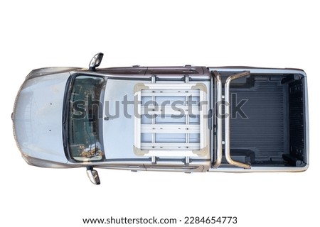 Gray pick up car truck above top view with empty trunk isolated Royalty-Free Stock Photo #2284654773