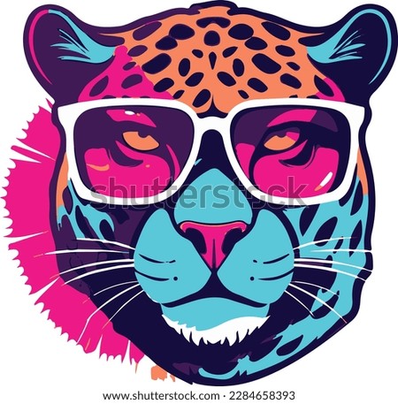 vector of cool cheetah with sunglasses logo