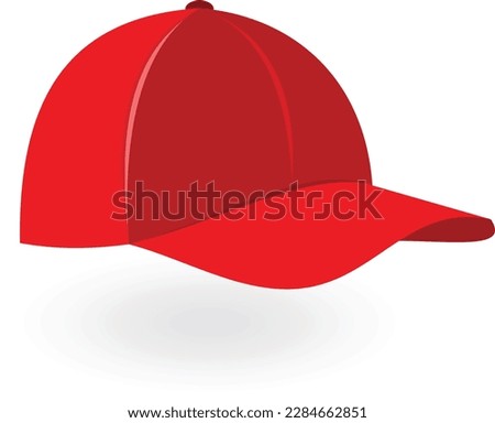 Vector Illustration Of Red Baseball Hat, Isolated On Transparent Background.