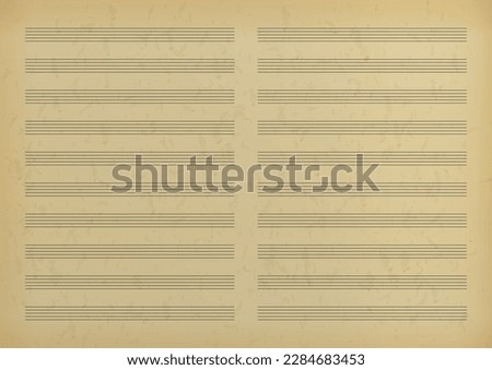 Vintage blank sheet music page. Old music paper with empty stave for writing notes Royalty-Free Stock Photo #2284683453