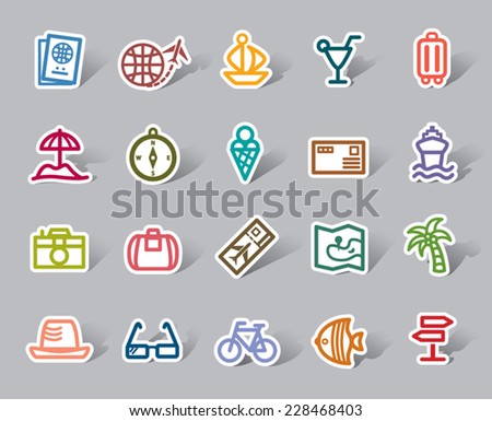 Travel and Vacation Color Icon Label