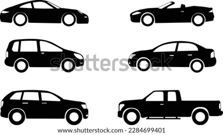 car silhouettes set - vector
