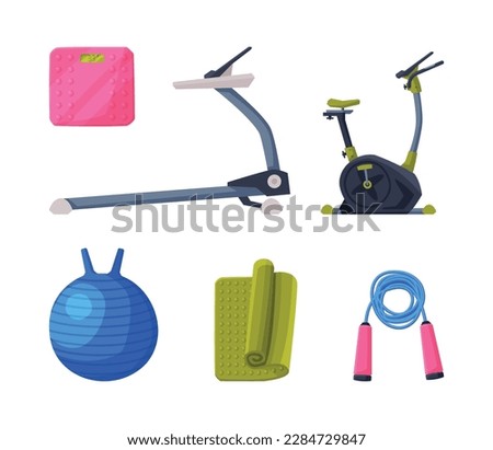 Sport Equipment and Gear for Workout and Training Vector Set