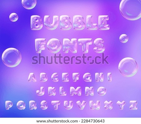 Soap bubble fonts , alphabet 3d text style . Royalty-Free Stock Photo #2284730643